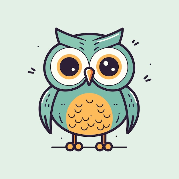 Cute kawaii owl cartoon illustration