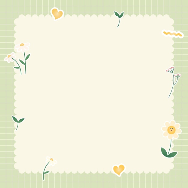 Vector cute kawaii pastel notebook and memo pad grid background with kawaii stickers