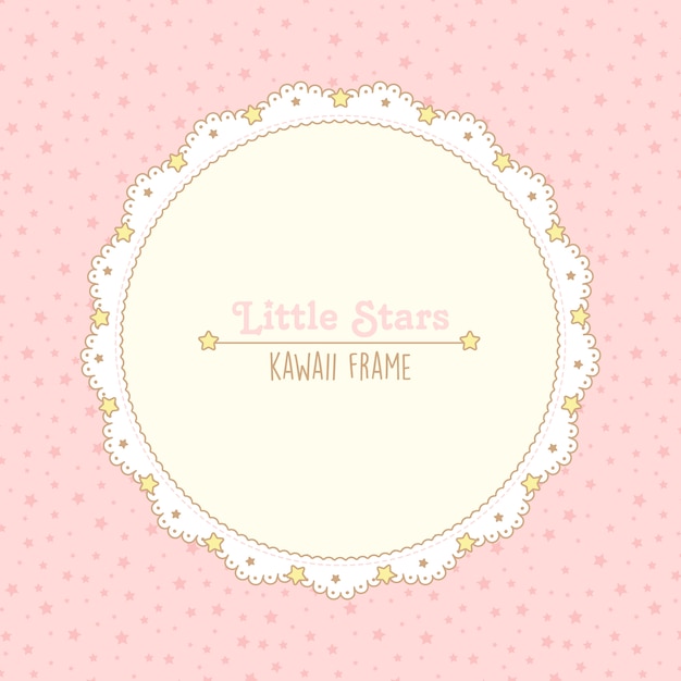 Cute kawaii pink laces and stars frame with stars seamless pattern