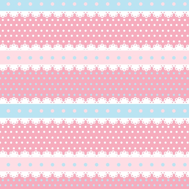 Cute kawaii pink and light blue seamless pattern