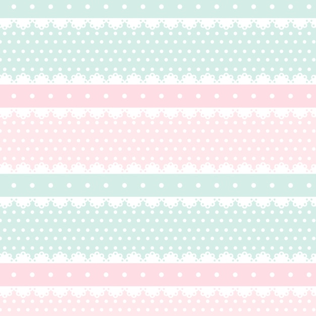 Cute kawaii pink and light green seamless pattern