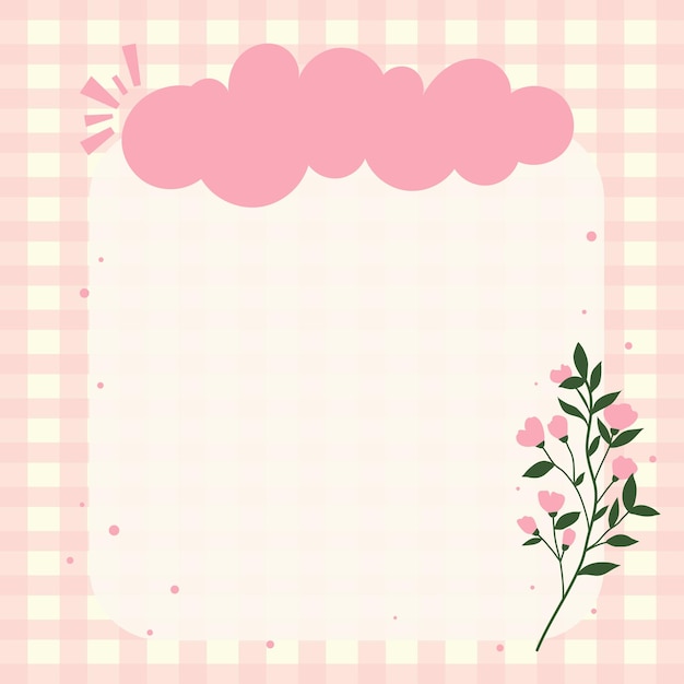 Vector cute kawaii pink pastel grid background notepad memo pad and scrapbooking element