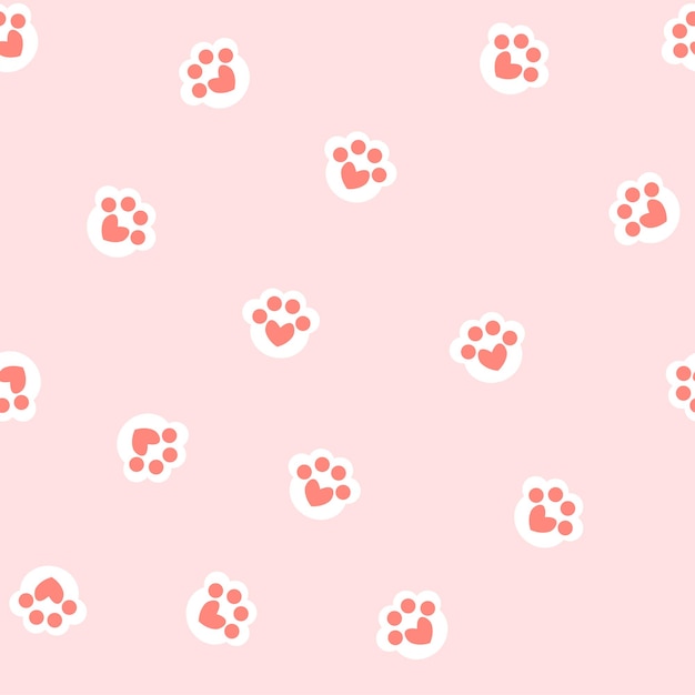 Cute kawaii pink paw pattern