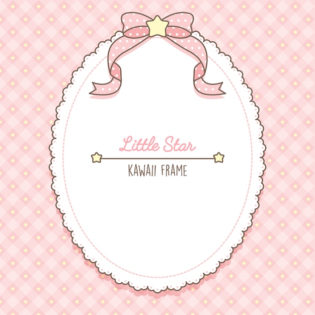cute kawaii pink stars and laces frame