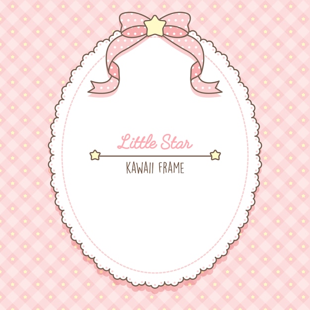 Cute kawaii pink stars and laces frame