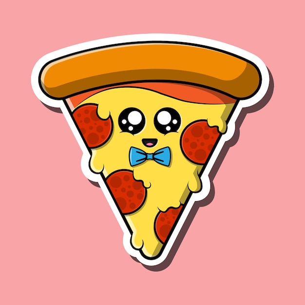 Vettore illustrazione sveglia del fumetto della pizza di kawaii