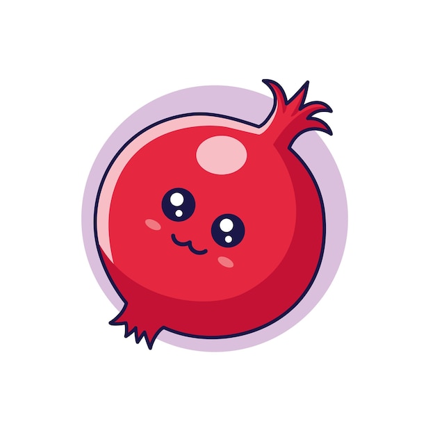 Cute Kawaii Pomegranate character Vector hand drawn cartoon icon illustration Pomegranate character in doodle style