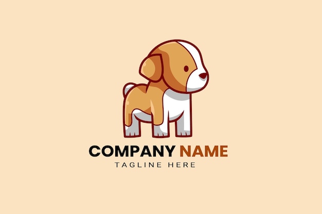 Carino kawaii cucciolo corgi cane mascotte cartone animato logo modello icona illustrazione disegnata a mano