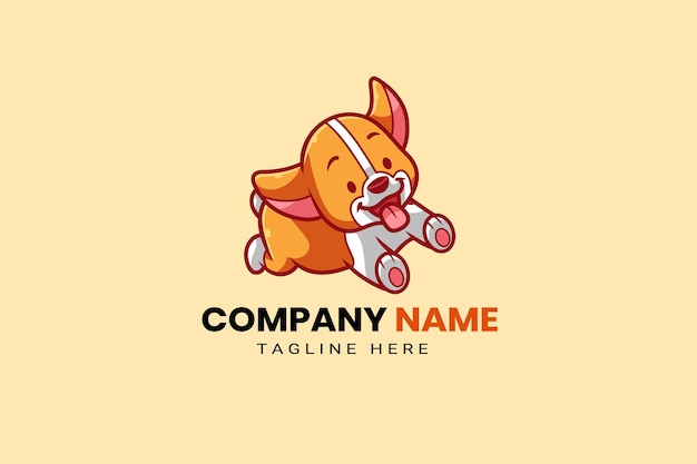 Vettore cute kawaii puppy corgi shiba inu dog mascot cartoon logo template icon illustration hand drawn