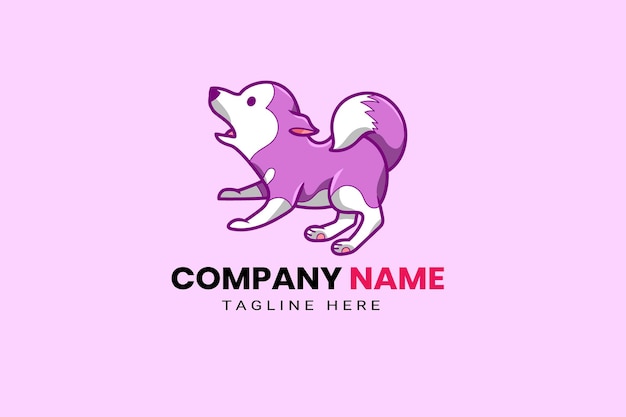 Vettore kawaii carino cucciolo cane mascotte fumetto logo design modello icona illustrazione disegnata a mano