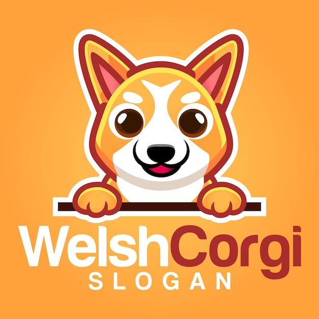 Cute Kawaii Puppy Pembroke Welsh Sable Corgi Dog Mascot Cartoon Logo Design Icon Illustration Character Hand Drawn Suitable for every category of business company brand like pet shop