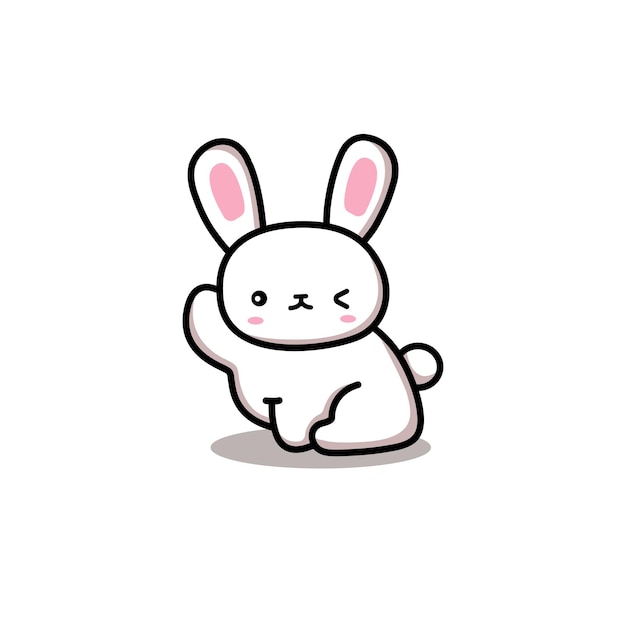 Cute kawaii rabbit bunny say hello cute doodle