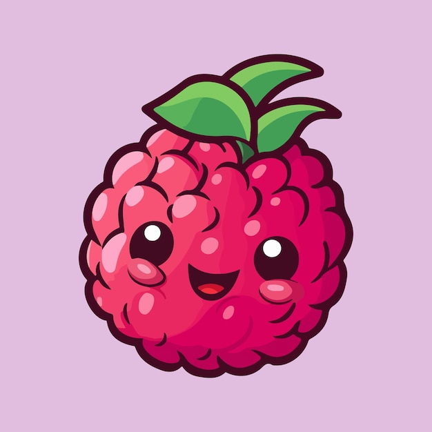 Vector cute kawaii raspberry illustration sweet berry art