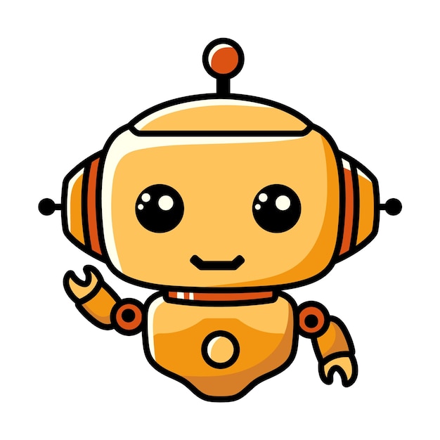 Cute kawaii robot character Friendly chat bot assistant for online applications Cartoon vector illustration