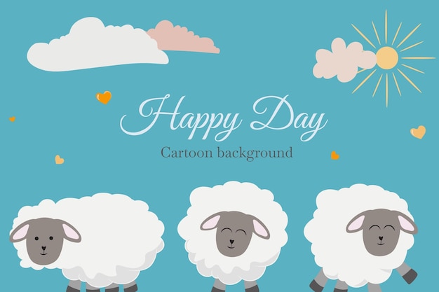 Vector cute kawaii sheep cartoon template background