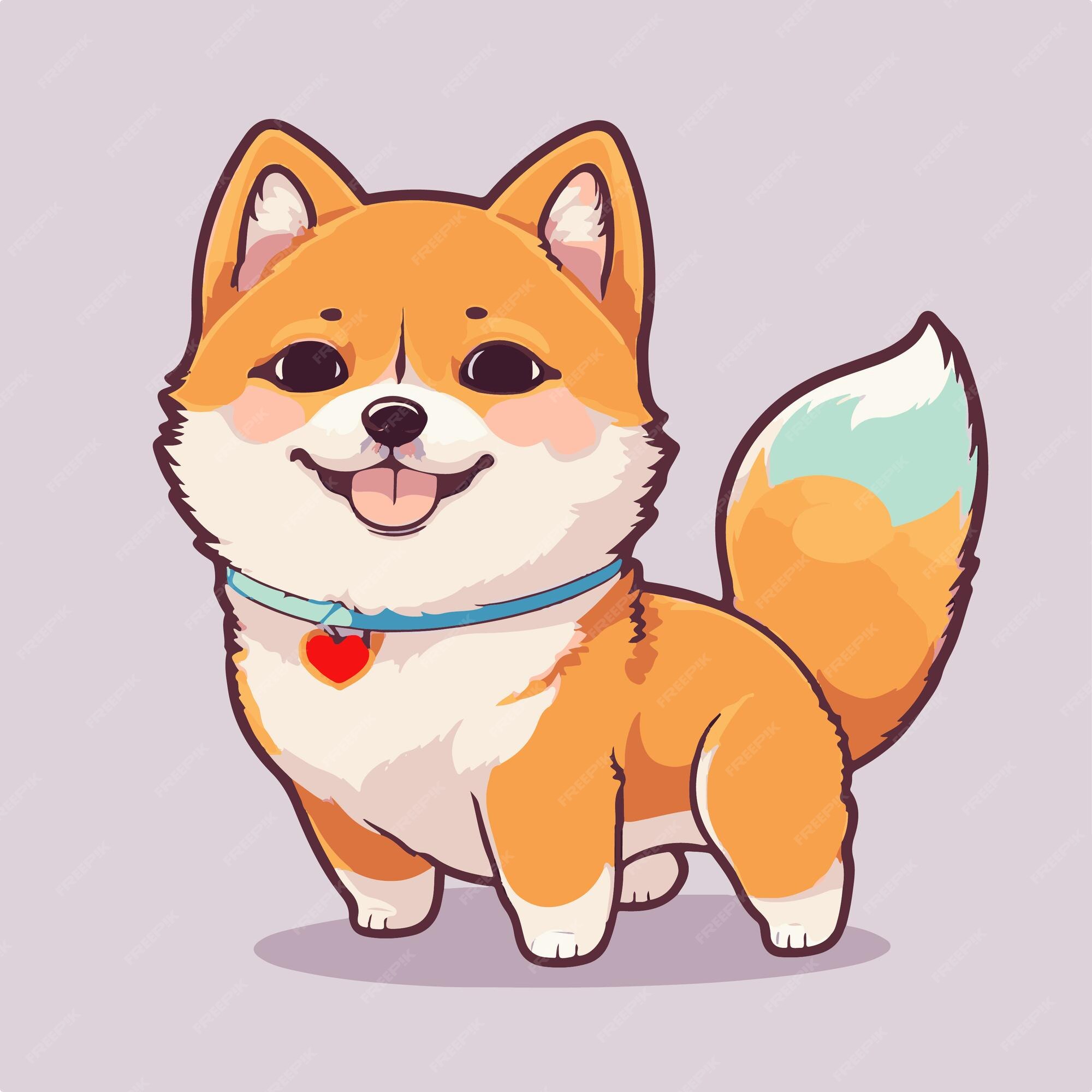 Premium Vector | Cute kawaii shiba inu cartoon