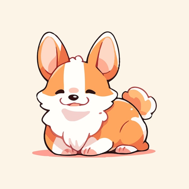 Cute kawaii shiba inu dog cartoon style character mascot corgi dog