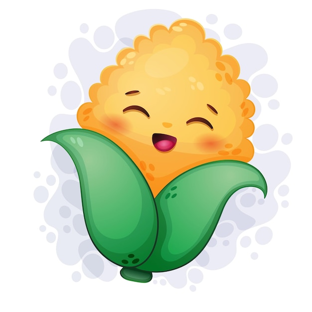 Cute kawaii smiling corn