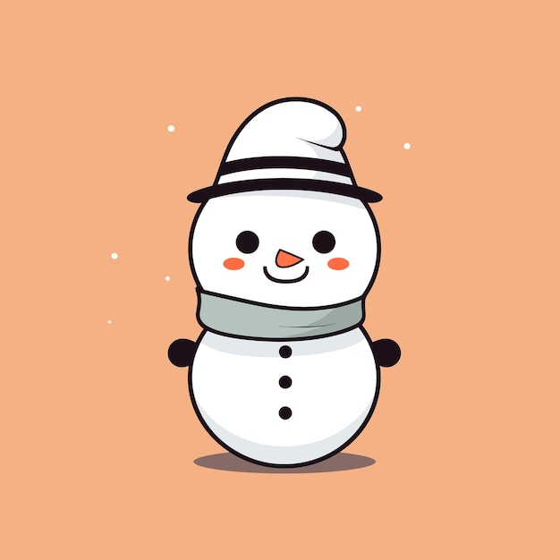 Vector cute kawaii snowman chibi mascot vector cartoon style