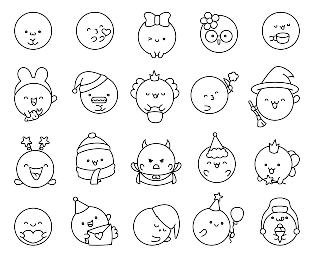 Cute kawaii soap bubble character Coloring Page Circle shape child bath mascot with face