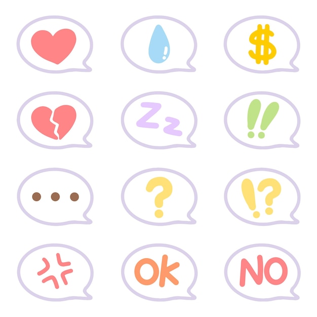 かわいいかわいい吹き出し手描きのパステル カラー