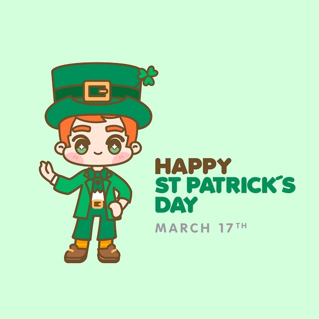 Vettore sveglio giorno di st patricks kawaii