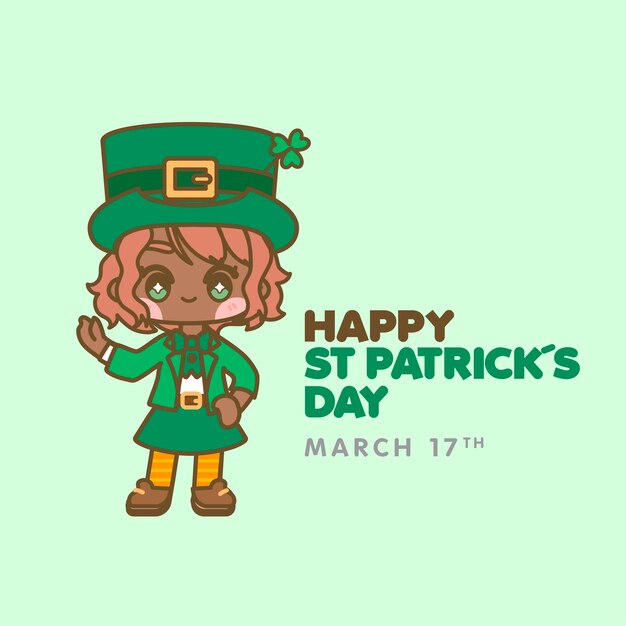 Vettore sveglio giorno di st patricks kawaii