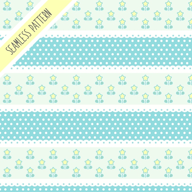 Cute kawaii stars seamless pattern