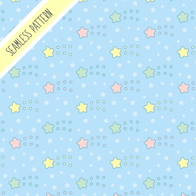 Cute kawaii stars seamless pattern