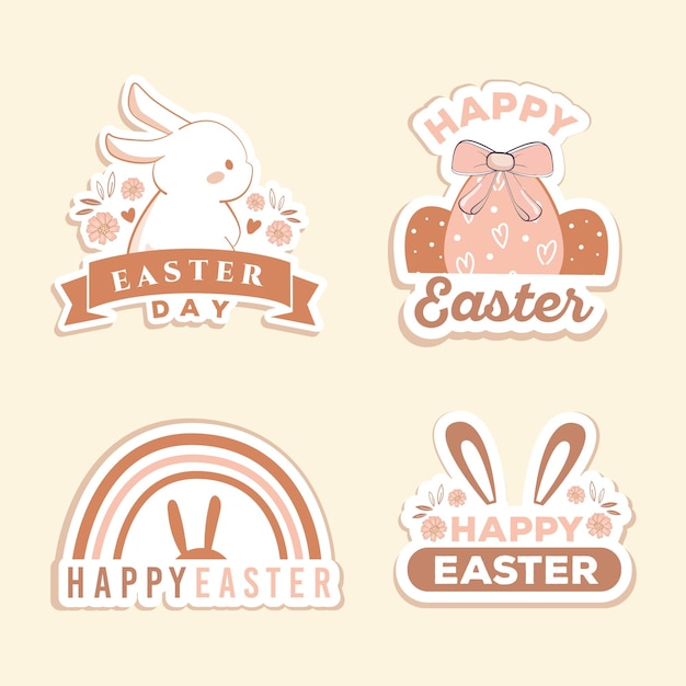 Cute kawaii sticker bunny egg for easter day set collection aesthetic drawing