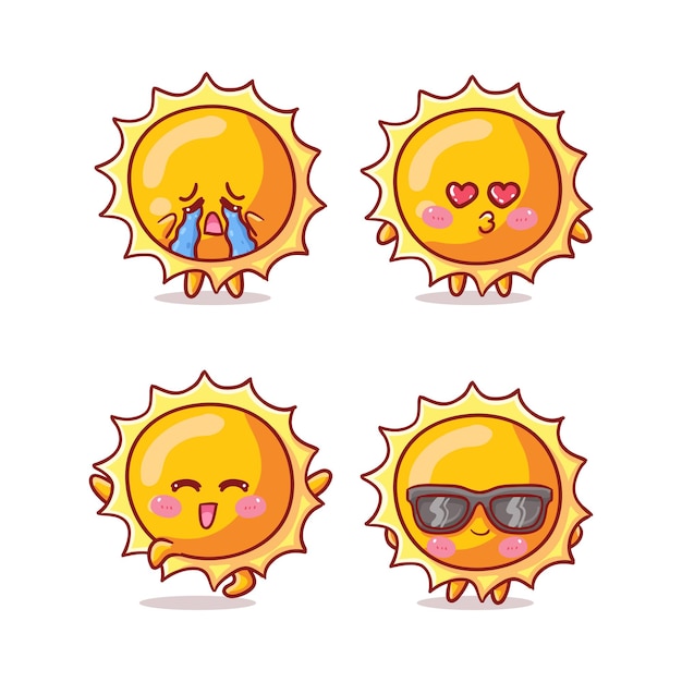 可愛和卡瓦伊太陽 隔離在白色上