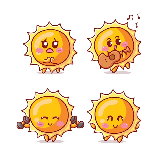 可愛和卡瓦伊太陽 隔離在白色上