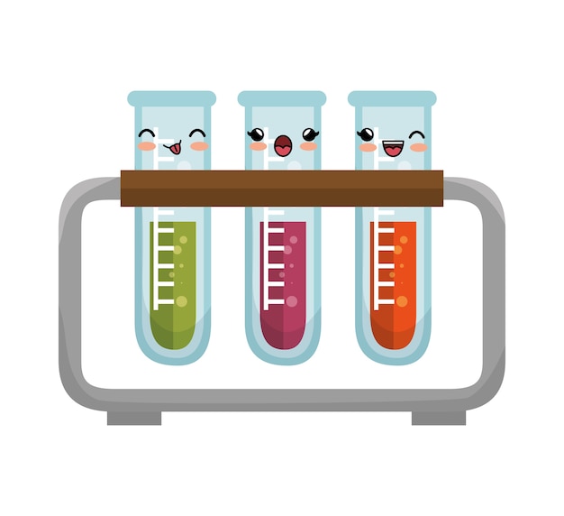 Cute kawaii test tube rack icon design