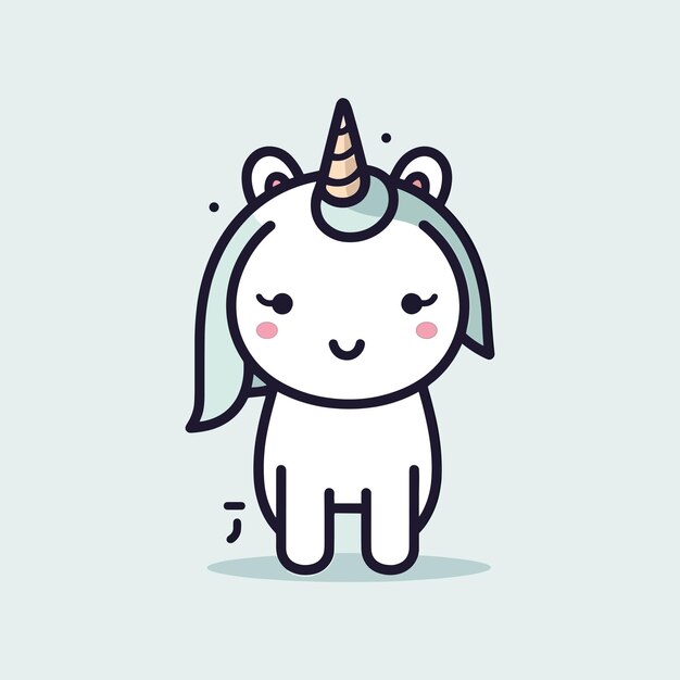 Vector cute kawaii unicorn cartoon illustration