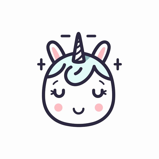 Vector cute kawaii unicorn cartoon illustration