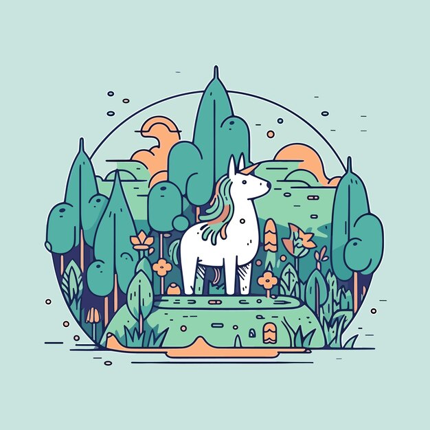 Cute kawaii unicorn illustration