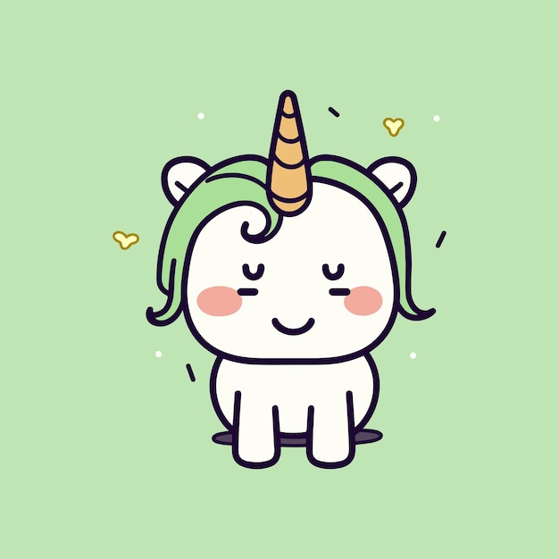 Vector cute kawaii unicorn illustration