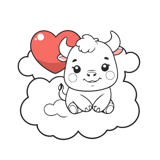 Cute kawaii valentines day card design cute character with heart flower