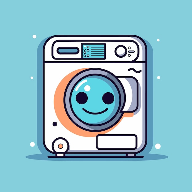 Vector cute kawaii washing machine chibi mascot vector cartoon style
