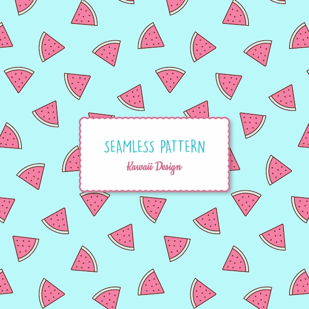 Vector cute kawaii watermelon transparent seamless pattern