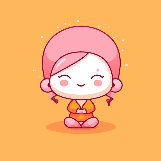 Cute kawaii yoga chibi mascot vector cartoon style