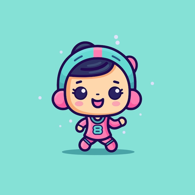 Cute kawaii zumba chibi mascot vector cartoon style