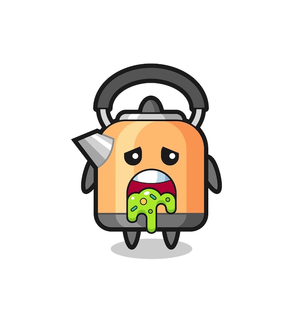 The cute kettle character with puke , cute style design for t shirt, sticker, logo element