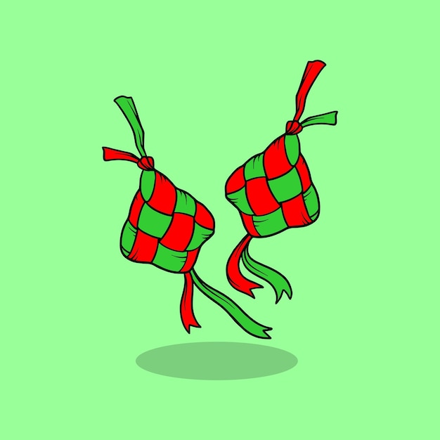 cute ketupat cartoon