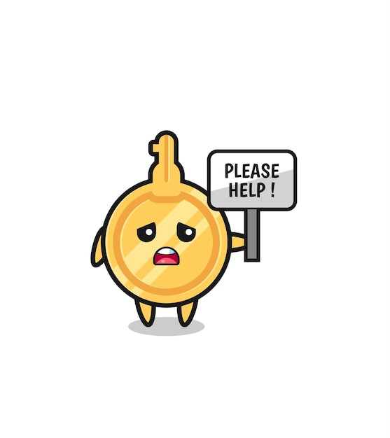 Vector cute key hold the please help banner