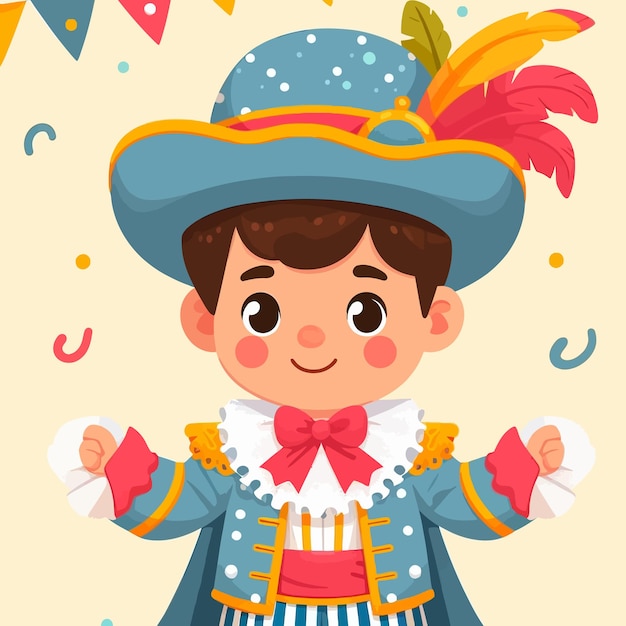 a cute kid in carnival with carnival costume