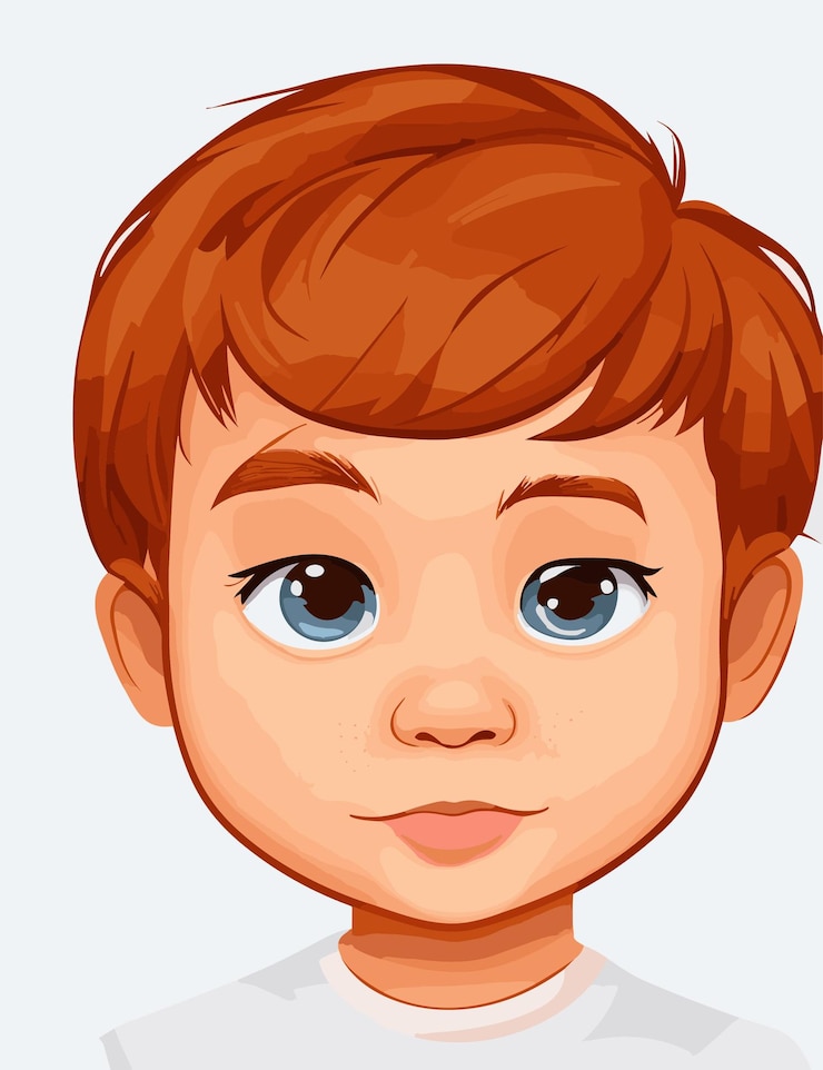 Вектор симпатичное детское лицо 2d векторный клипарт с белым фоном