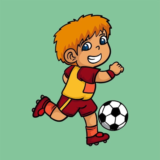 Cute kid playing ballcartoon vector illustration