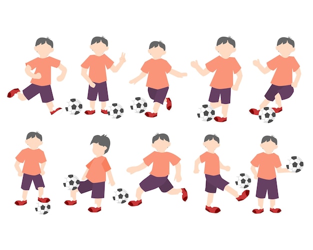 Cute Kid Playing Football Illustration