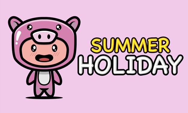 Cute kid in summer holiday banner design